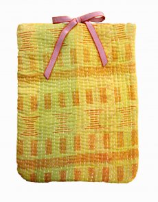 Designer quilted kantha iPad cover - Honey