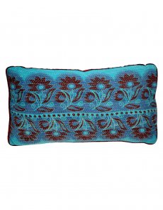 Vintage kantha and velvet cushion - front